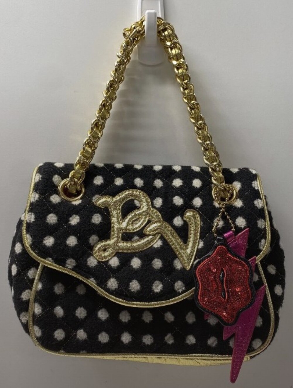 Betsyville By Betsy Johnson- " BV" Logo Polkadot Shoulder Bag 💋⚡🖤